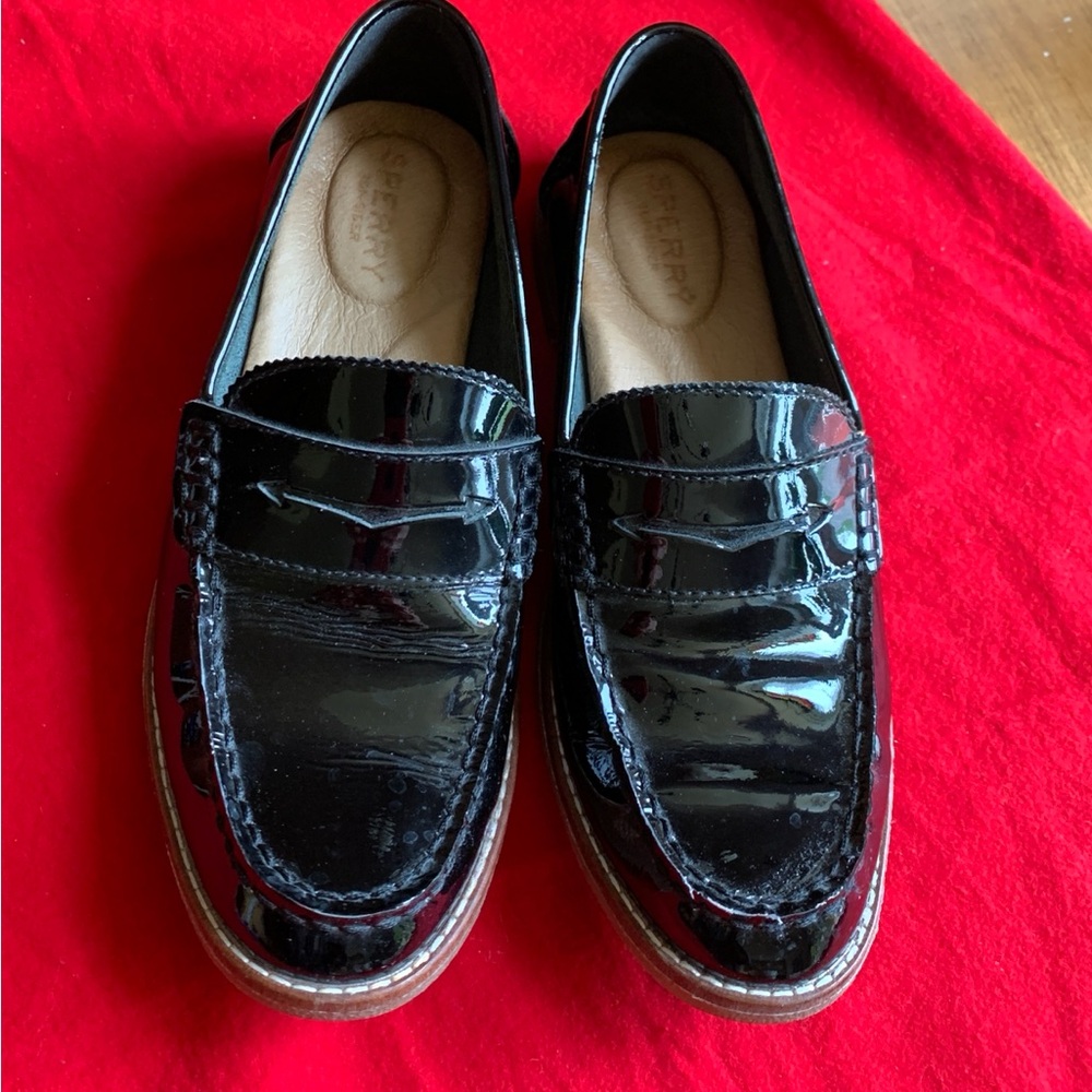 Sperry Black Patent Seaport Leather Loafers Slip-On